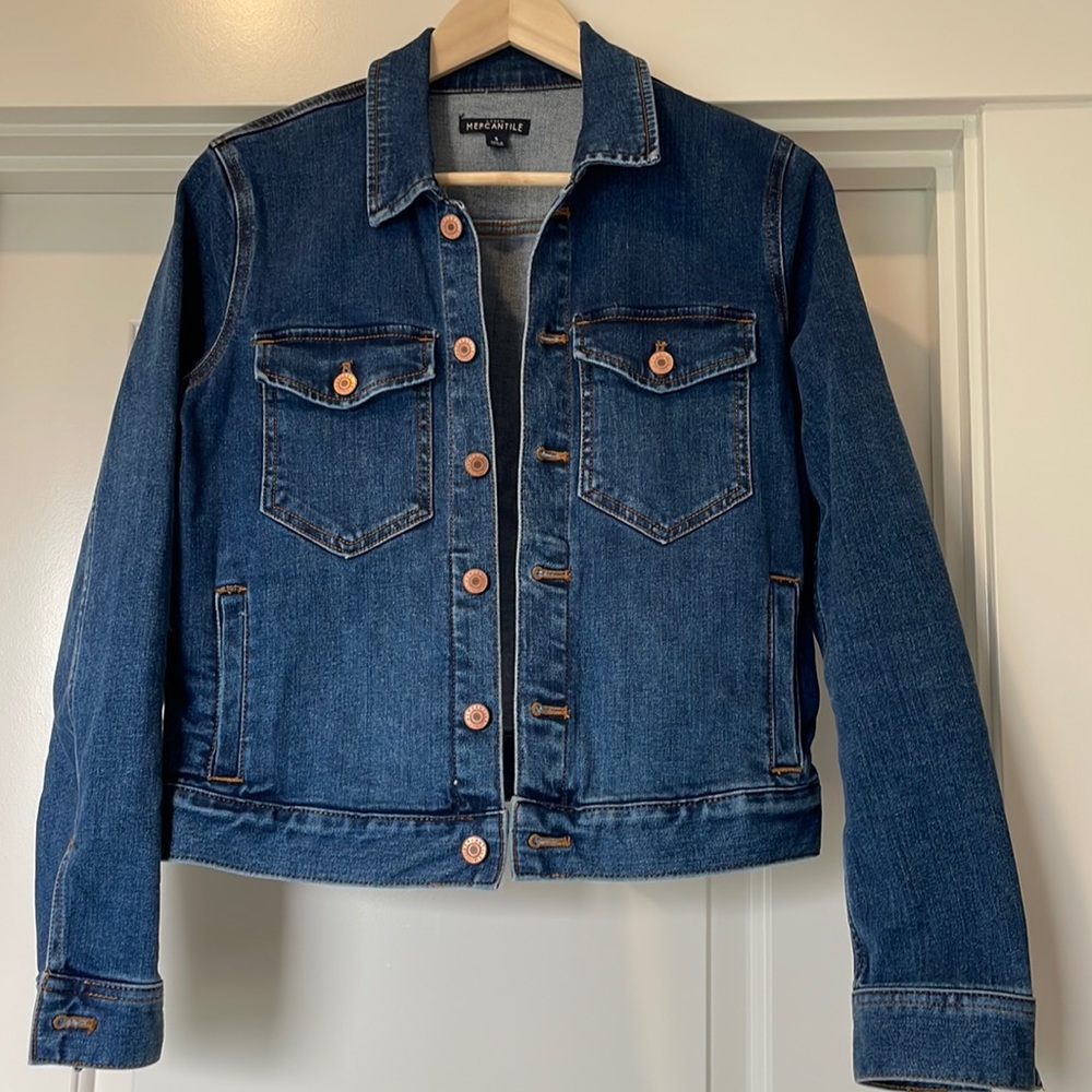 EUC J. Crew Mercantile Classic Blue Stretch Denim Jacket, Jean Jacket